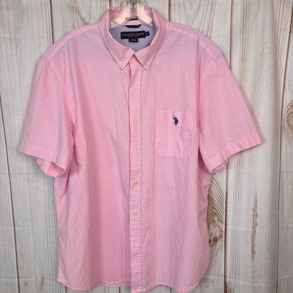 U.S. Polo Assn. Pink Shirt Button Up Casual Lightweight Shirt Pink Size 2XL